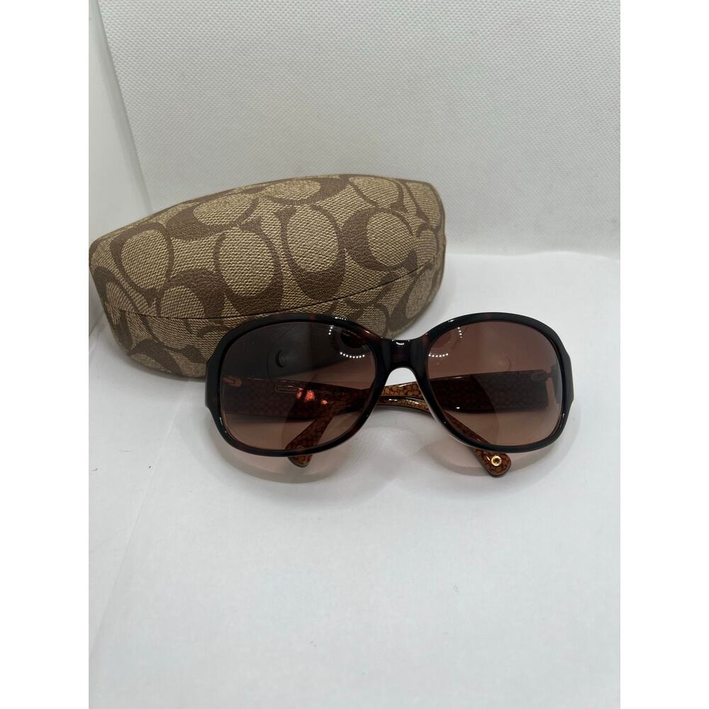 Authentic Coach Cassandra Tortoise Flower Sunglasses w/Case EUC